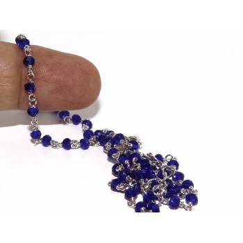 RMB|Necklace man woman 925 With blue crystal blue cornflower blue 3.5 mm machining Marseille rosary handmade 45 + 5
