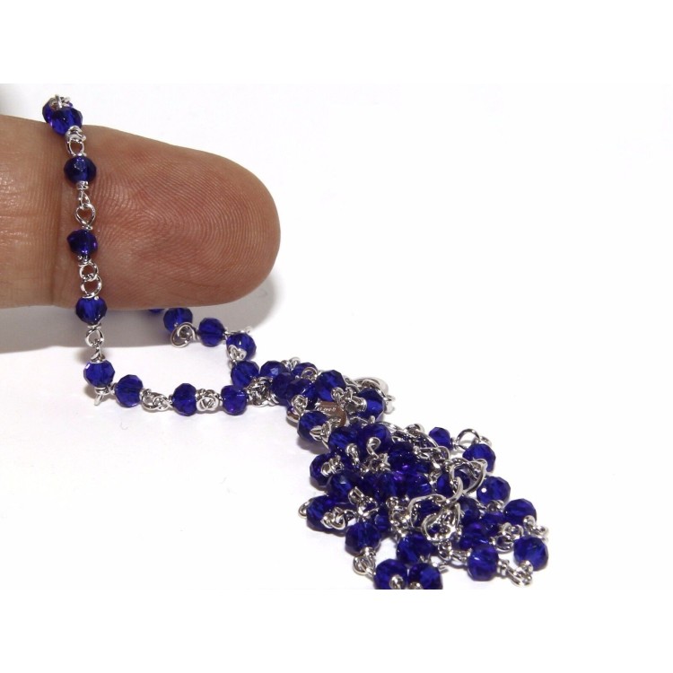 RMB|NALBORI marsigliesi collana Argento 925 con cristallo blue blu bluette 3,5 mm fatta a mano 45+5