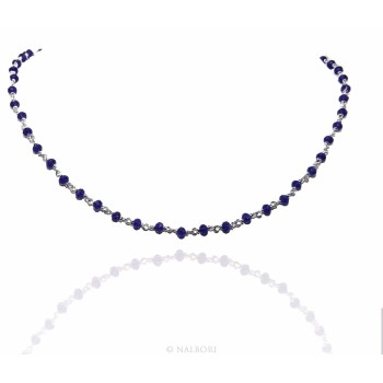 RMB|NALBORI marsigliesi collana Argento 925 con cristallo blue blu bluette 3,5 mm fatta a mano 45+5