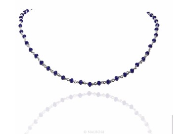 RMB|NALBORI marsigliesi collana Argento 925 con cristallo blue blu bluette 3,5 mm fatta a mano 45+5