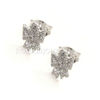 RMB|Argento 925 : orecchini donna stud angelo angioletto 8x6 pavè di zirconi