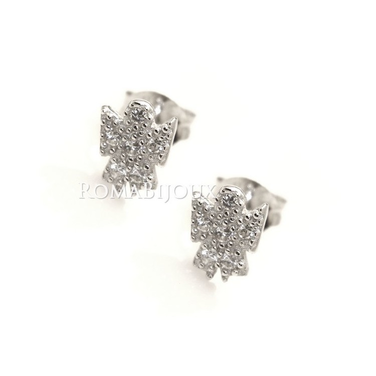 RMB|Argento 925 : orecchini donna stud angelo angioletto 8x6 pavè di zirconi