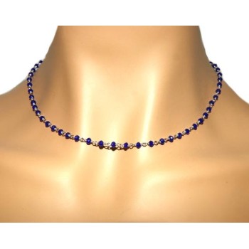 RMB|NALBORI marsigliesi collana Argento 925 con cristallo blue blu bluette 3,5 mm fatta a mano 45+5 N_0908