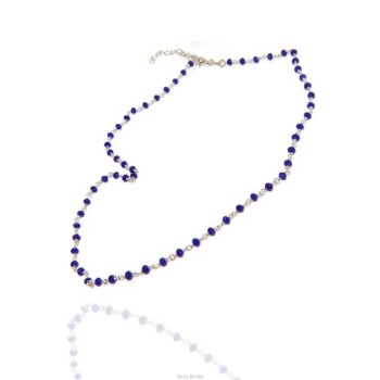 RMB|Necklace man woman 925 With blue crystal blue cornflower blue 3.5 mm machining Marseille rosary handmade 45 + 5