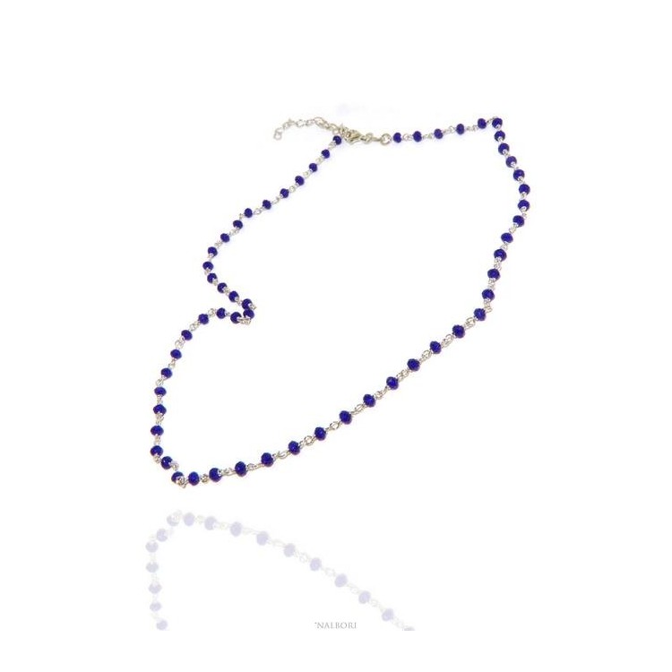 RMB|NALBORI marsigliesi collana Argento 925 con cristallo blue blu bluette 3,5 mm fatta a mano 45+5 N0908 NALBORI_0908