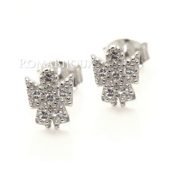 RMB|Argento 925 : orecchini donna stud angelo angioletto 8x6 pavè di zirconi