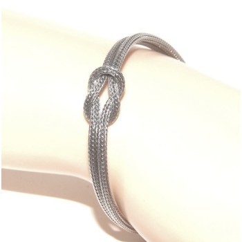 RMB|Argento 925 : bracciale fox tail cavetto doppio con nodo piano per uomo e donna da 15 a 21 cm