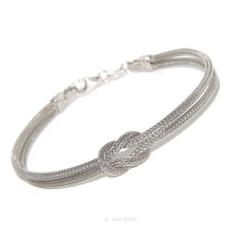 RMB|925: bracelet fox tail double wire with square knot for men and women from 15 to 21 cm