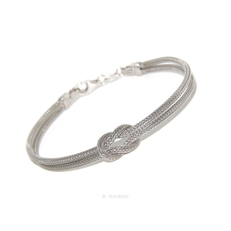 RMB|925: bracelet fox tail double wire with square knot for men and women from 15 to 21 cm