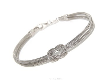 RMB|Argento 925 : bracciale fox tail cavetto doppio con nodo piano per uomo e donna da 15 a 21 cm