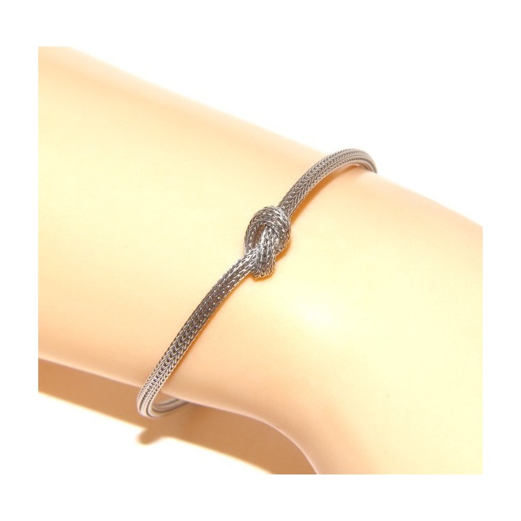 RMB|Argento 925 : bracciale fox tail cavetto con nodo semplice per uomo e donna da 15 a 20 cm