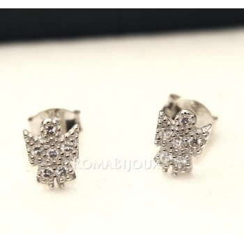 RMB|Argento 925 : orecchini donna stud angelo angioletto 8x6 pavè di zirconi