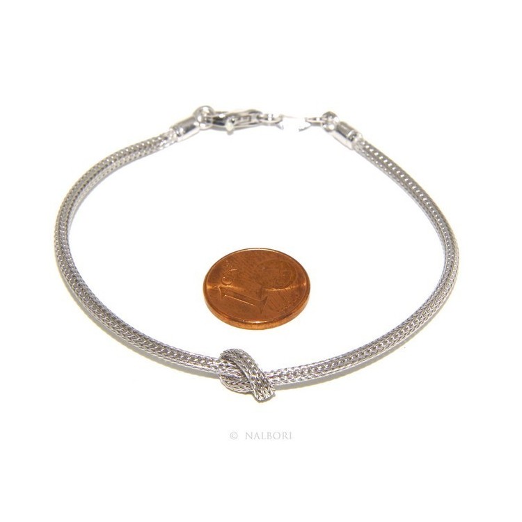 RMB|Argento 925 : bracciale fox tail cavetto con nodo semplice per uomo e donna da 15 a 20 cm