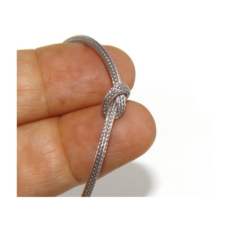 RMB|Argento 925 : bracciale fox tail cavetto con nodo semplice per uomo e donna da 15 a 20 cm