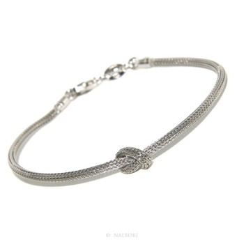 RMB|Argento 925 : bracciale fox tail cavetto con nodo semplice per uomo e donna da 15 a 20 cm