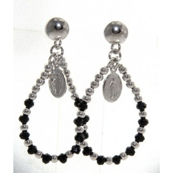 RMB|Argento 925 : orecchini donna rosario palline goccia e madonna