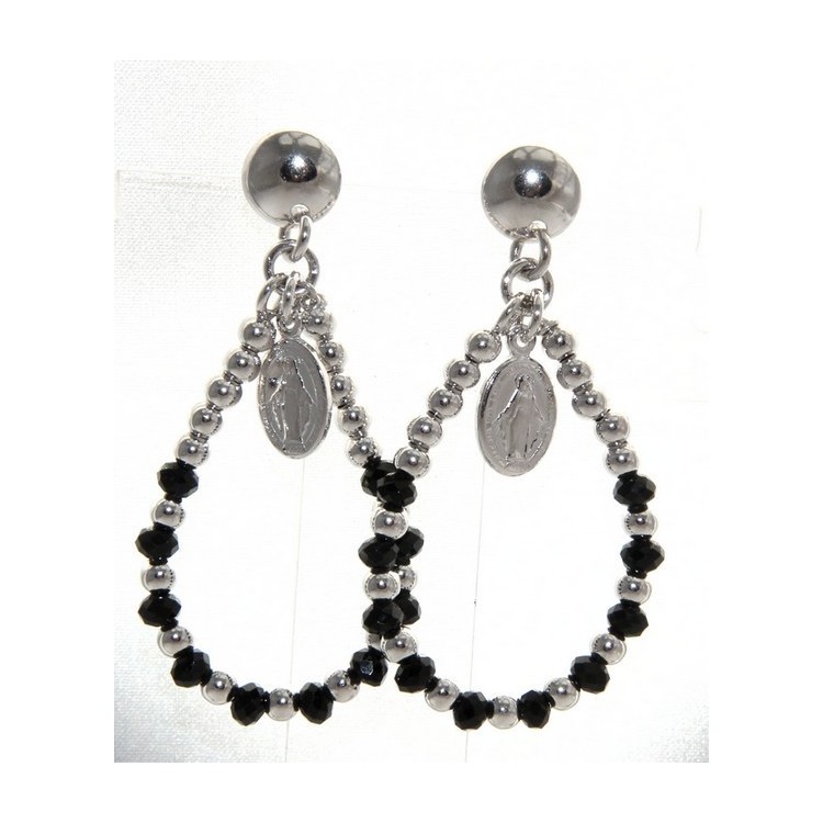 RMB|Argento 925 : orecchini donna rosario palline goccia e madonna