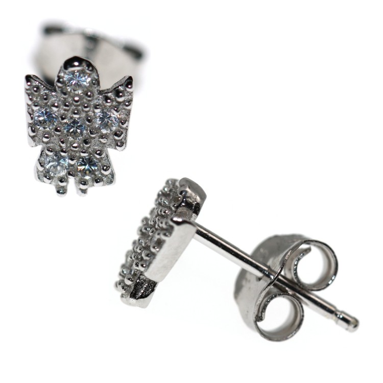 RMB|925 silver angel earrings little angel 8x6 white pavé zircons