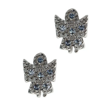 RMB|925 silver angel earrings little angel 8x6 white pavé zircons