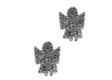 RMB|orecchini argento 925 angelo angioletto 8x6 zirconi bianchi a pavè