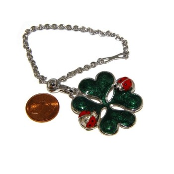 RMB|Key ring or pendant charm woman bag Key ring door keys and four-leaf clover 925 silver ladybug massive