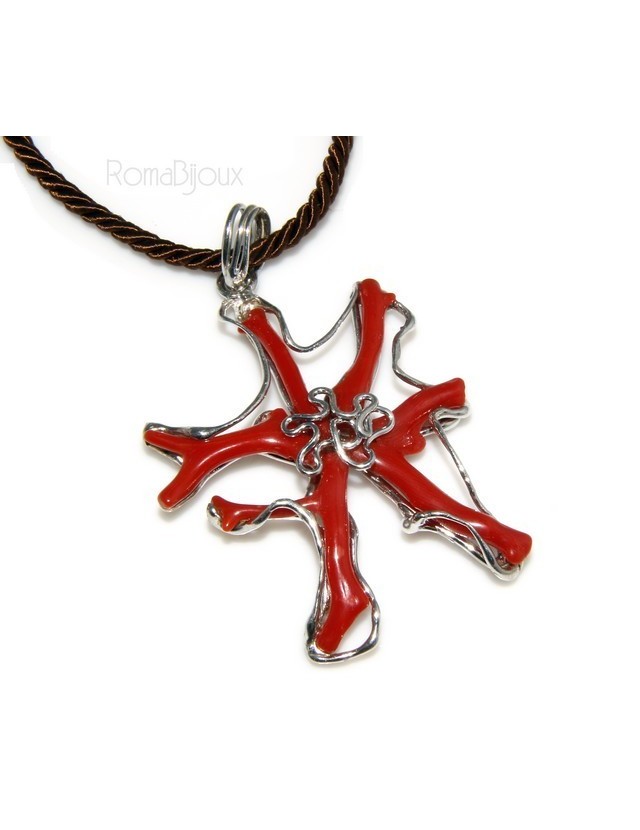 Argento 925 : Anello donna regolabile realizzato a mano con stella di corallo rosso naturale