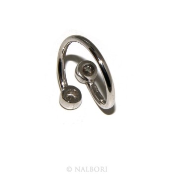 RMB|Argento 925 : Anello contrariè regolabile con zirconi naturali 4 mm colore bianco anche finger, da falange