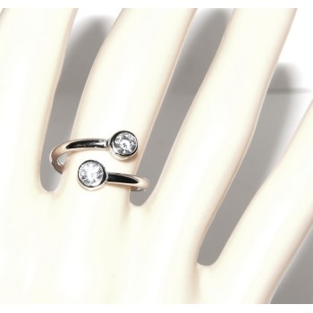 RMB|925: Adjustable contrary ring with natural zircon 4 mm white color even finger for phalanx