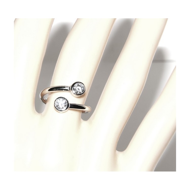 RMB|925: Adjustable contrary ring with natural zircon 4 mm white color even finger for phalanx