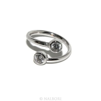 RMB|925: Adjustable contrary ring with natural zircon 4 mm white color even finger for phalanx