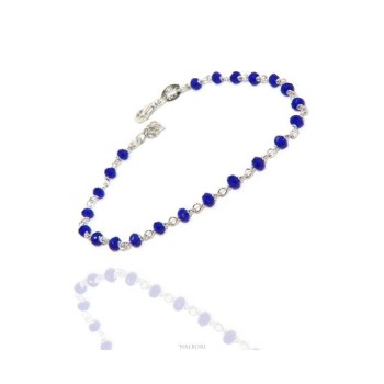 RMB|Man woman bracelet 925 Silver With Blue 3 / 3.5 mm crystal processing Marseille rosary handmade