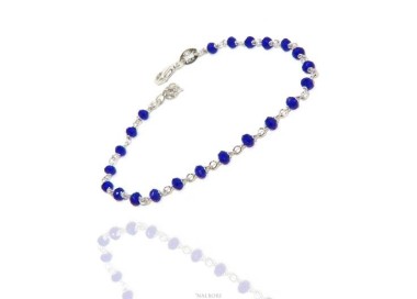 RMB|Man woman bracelet 925 Silver With Blue 3 / 3.5 mm crystal processing Marseille rosary handmade