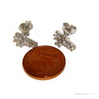 RMB|925: earrings men / women cross stitch light pave zircon White