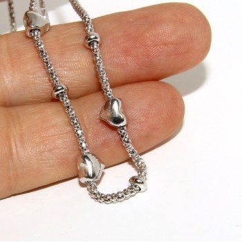 RMB|925: popcorn Ladies necklace with heart hearts and washers 43-45 cm