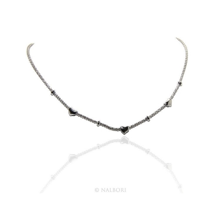 RMB|925: popcorn Ladies necklace with heart hearts and washers 43-45 cm