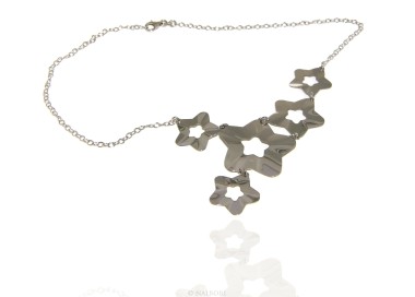 RMB|925 silver choker necklace with asymmetric rain of stars 45 cm adjustable