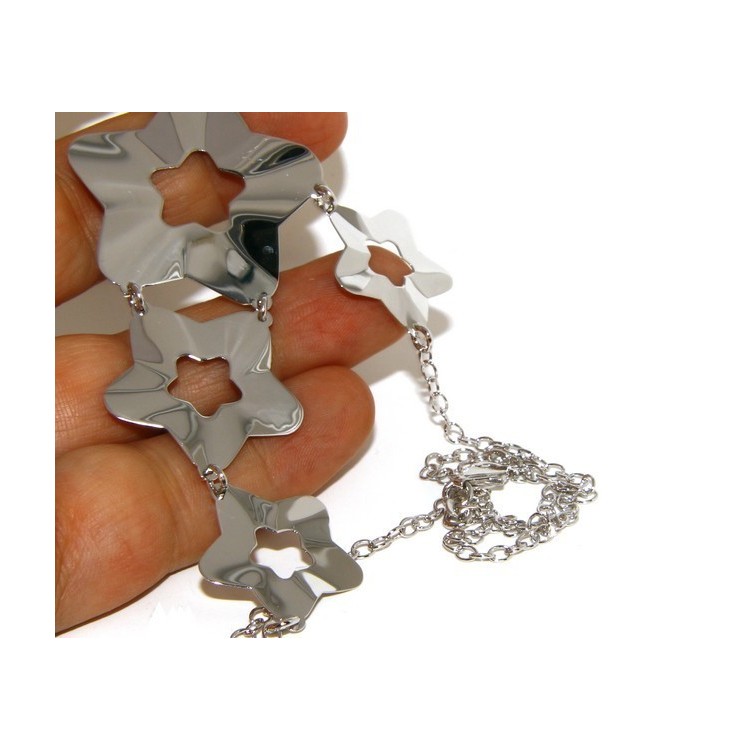 RMB|925: Women's Necklace with a shower of stars asymmetrical 45 cm adjustable