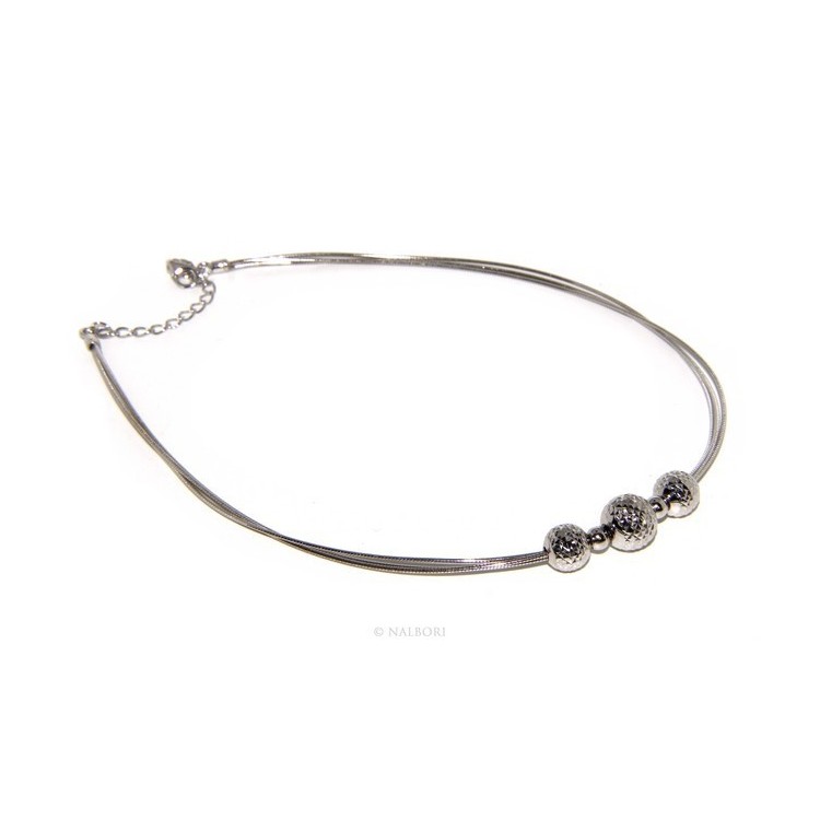 RMB|925: Women's Necklace 3-wire with omega ball diamond in shade