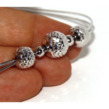 RMB|Argento 925 : Collana donna girocollo a 3 fili omega con sfere diamantate a gradazione