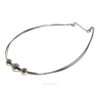 RMB|925: Women's Necklace 3-wire with omega ball diamond in shade