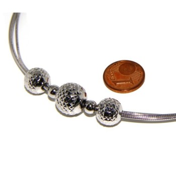 RMB|Argento 925 : Collana donna girocollo a 3 fili omega con sfere diamantate a gradazione