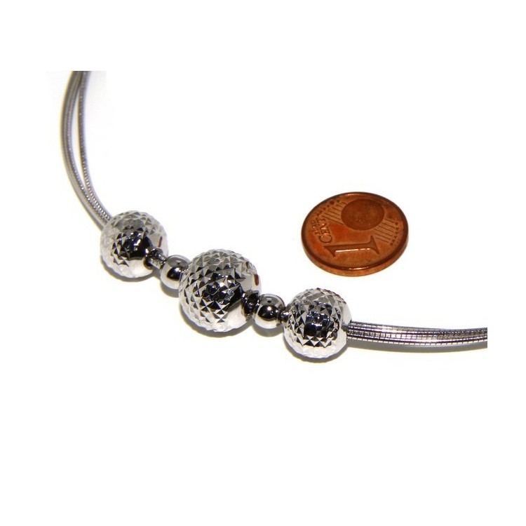 RMB|Argento 925 : Collana donna girocollo a 3 fili omega con sfere diamantate a gradazione
