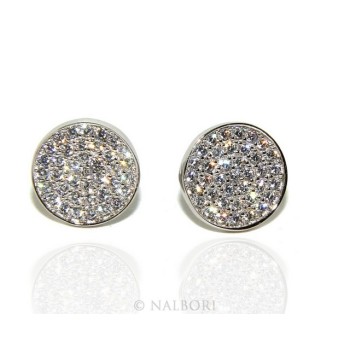 RMB|925: pair of earrings 9.5mm man woman button pavé zirconia mircosetting round