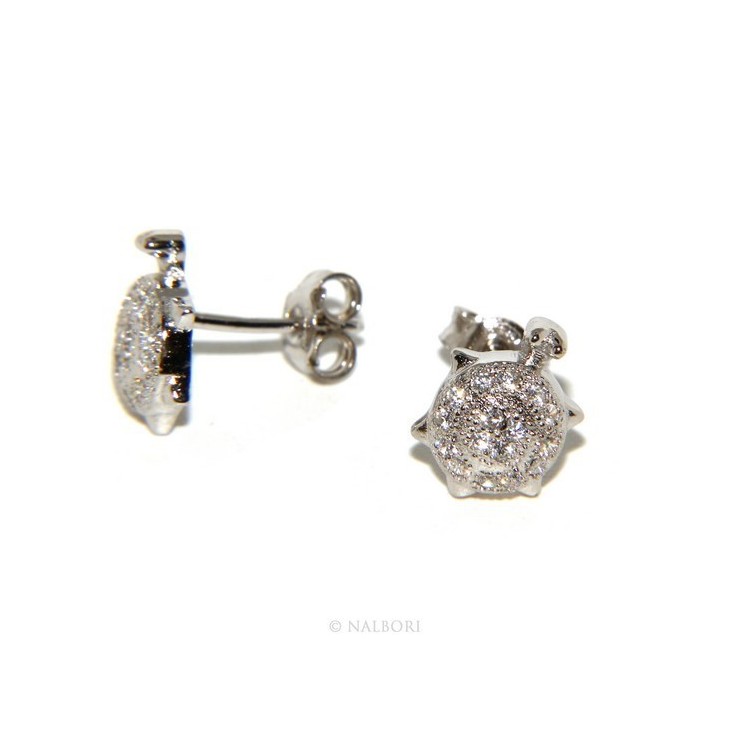 RMB|Argento 925 : coppia di orecchini donna tartaruga pavè zirconi mircosetting