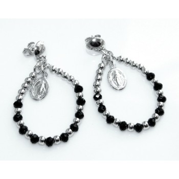 RMB|Argento 925 : orecchini donna rosario palline goccia e madonna