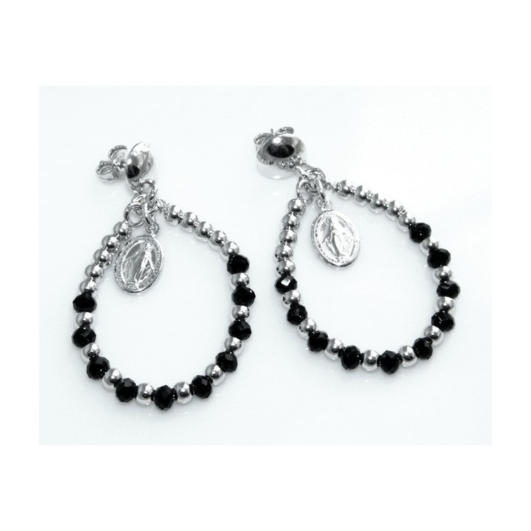 RMB|Argento 925 : orecchini donna rosario palline goccia e madonna