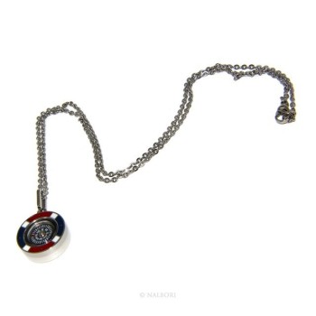 RMB|Steel: Exclusive necklace rolo 'man woman pendant french flag and compass