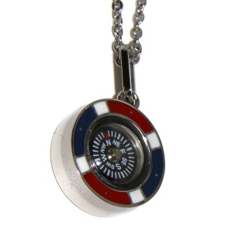 RMB|necklace with compass and french flag steel man
