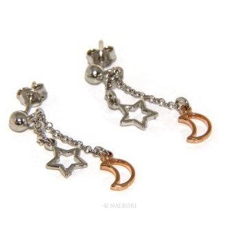 RMB|925: earrings with rolo chain 'ball pendant star rose moon