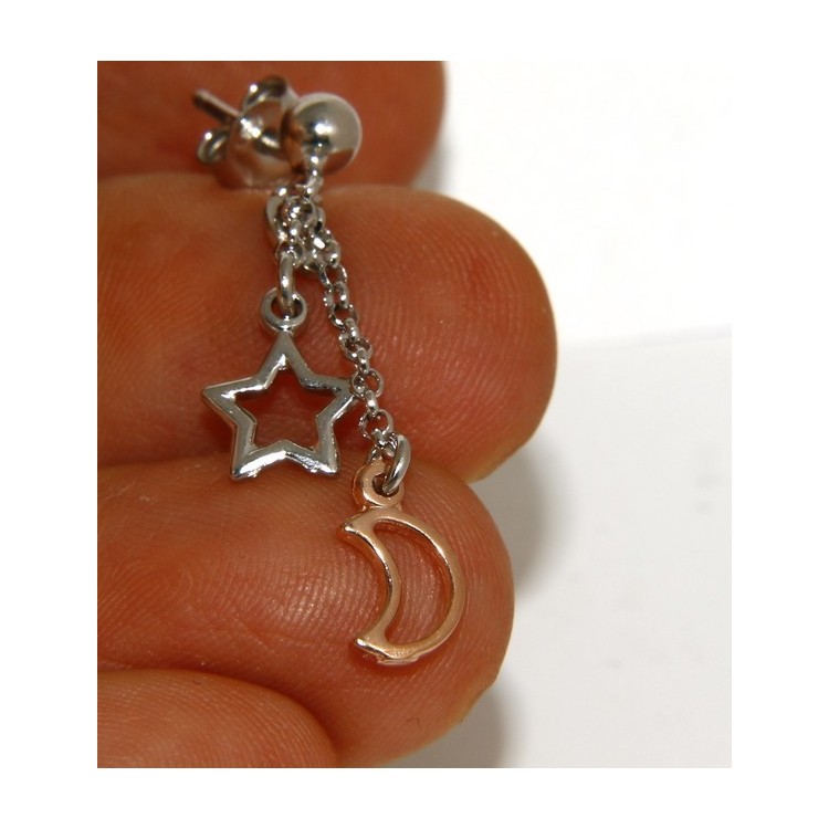RMB|925: earrings with rolo chain 'ball pendant star rose moon
